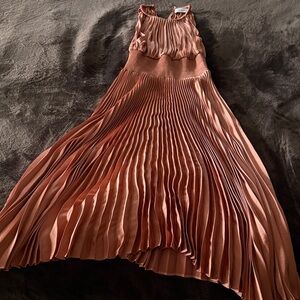 A.L.C. Pleated Midi Dress in peach